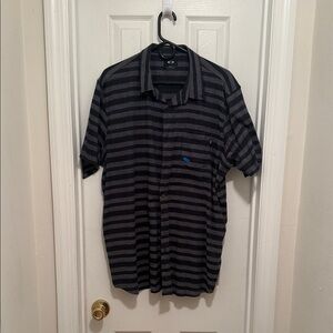 Oakley Men's Black and Gray Striped Shirt